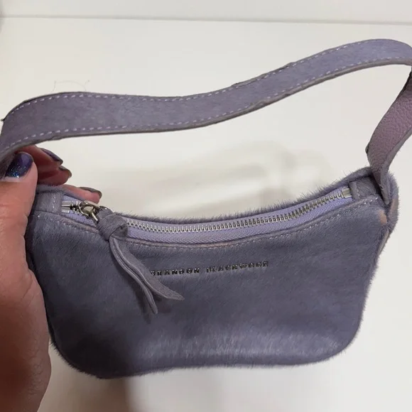 Brandon Blackwood Lavender Purple Pony Hair Shoulder Syl Bag - Picture 14 of 17